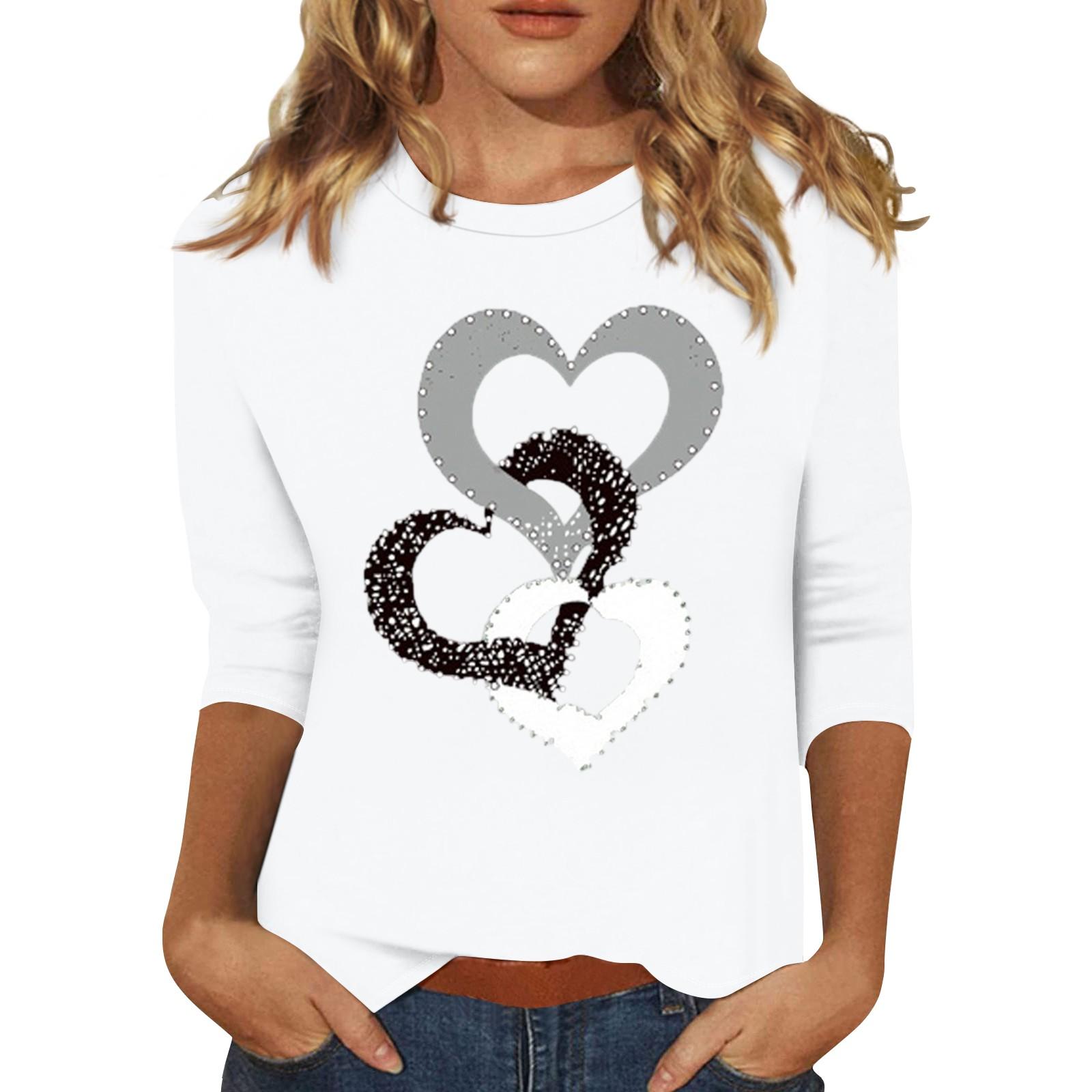 

Женская модная повседневная свободная футболка с круглым вырезом и рукавами 3/4 с принтом, женский топ M белый