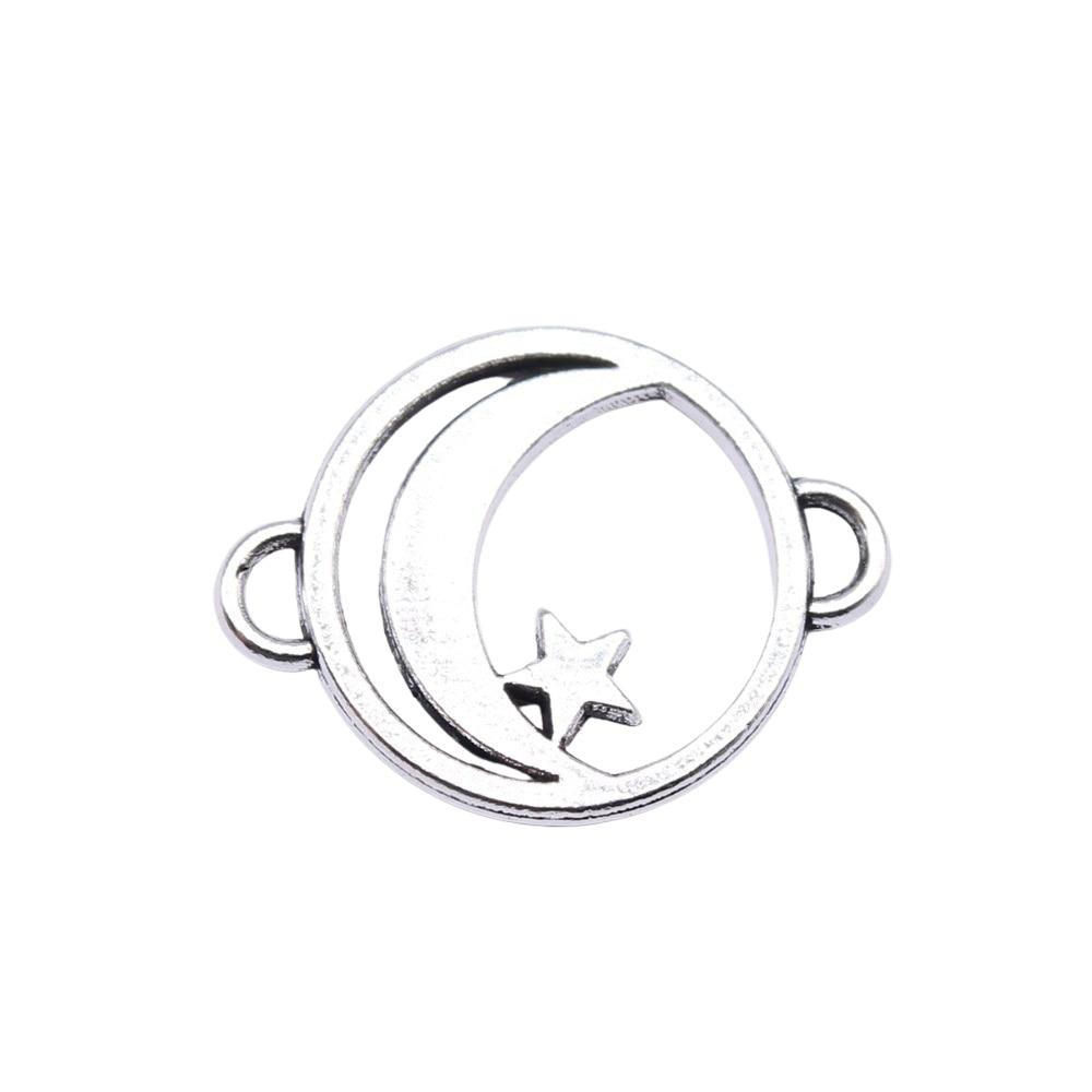 

20 шт., подвески с разъемом в виде лунной звезды, античное серебро, цвет цинкового сплава, 20X16 мм