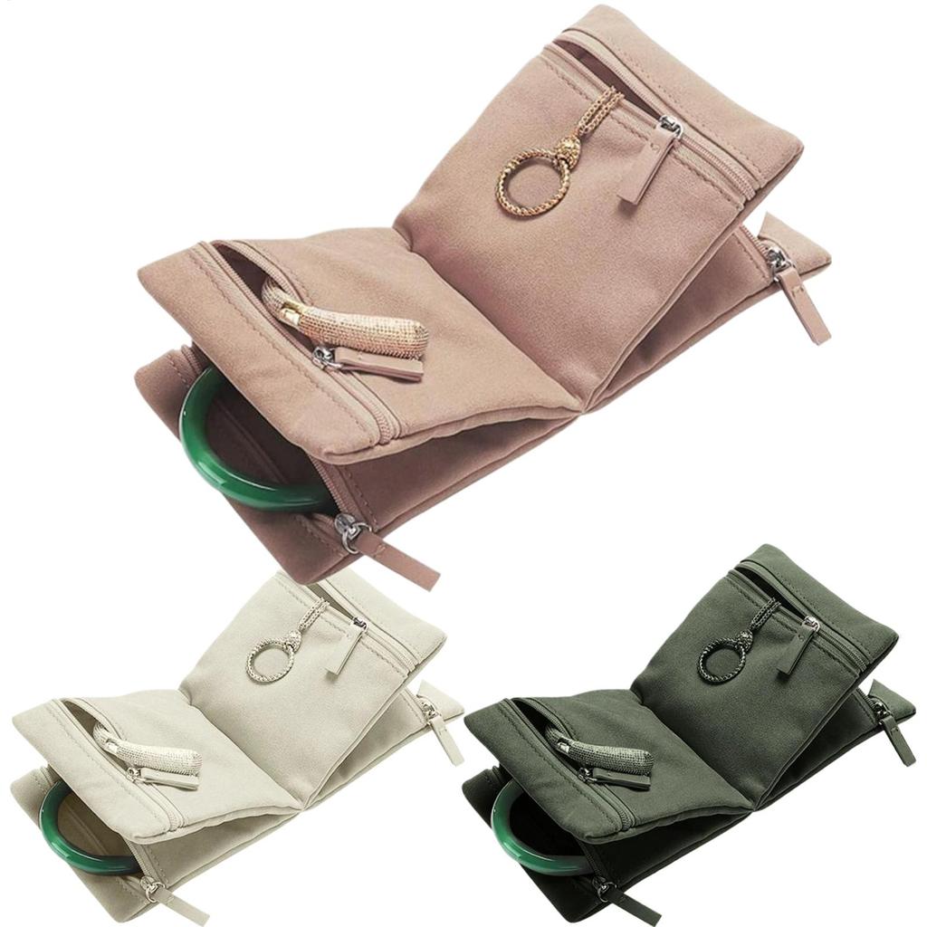 Jewelry Storage Holder Jewelry Organizer Bag  With 4 Pockets Zipper Necklace Holder Pouches For Bracelet Earrings Rings Travel