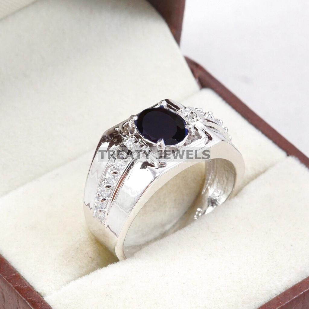 Black Onyx Oval Cut Gemstone With 925 Sterling Silver Ring For Men's #A827 JL375666927189