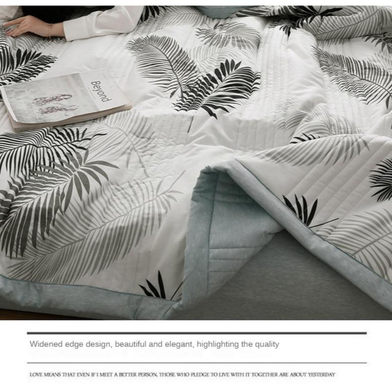 Summer Washed Cotton Quilt Air-conditioning Comforter Soft Breathable Blanket Thin Leaf Print Bedspread Bed Cover Home Textiles