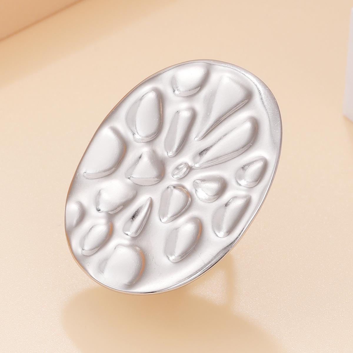 Retro Baroque Geometric Oval Ring: Women s Exaggerated Stainless Steel Open Index Finger Ring