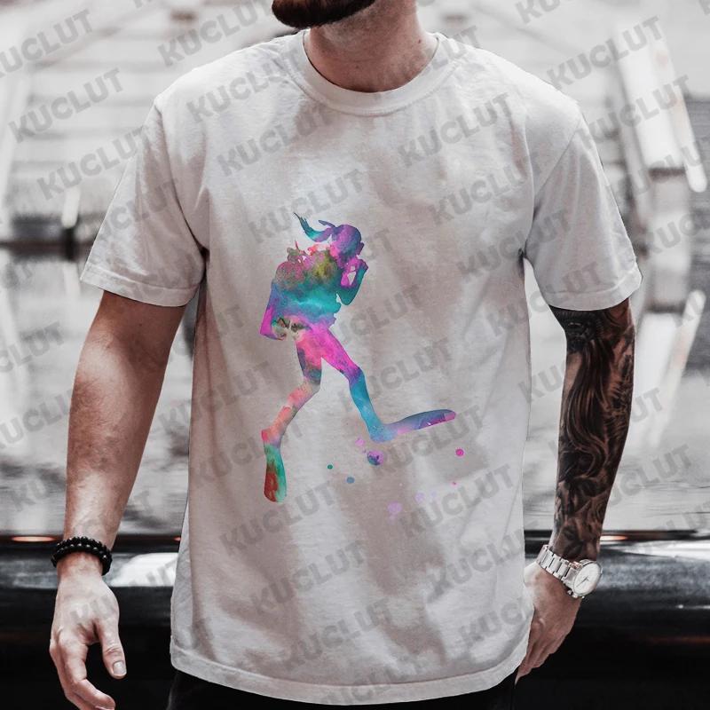 Diver 200 Bar Funny T Shirts Men Summer Harajuku Shirts Short Sleeve Streetwear Tops Oversized Clothing Scuba Diving Men Clothes