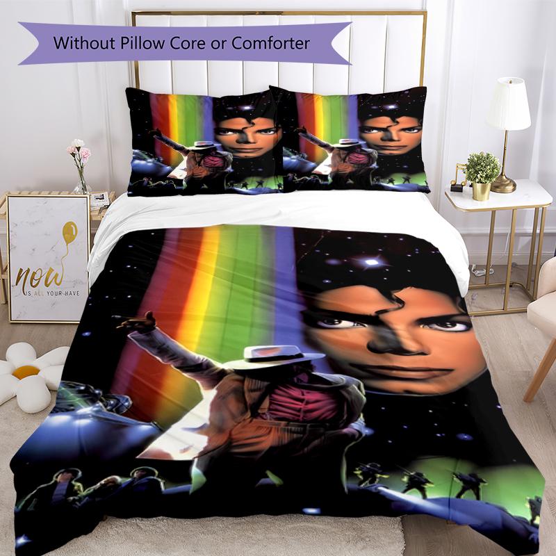 3pcs Michael Jackson Pattern Bedding Set Duvet Cover Set Includes Duvet Cover &pillowcases, Perfect All Season Bedroom Decoration & Gift