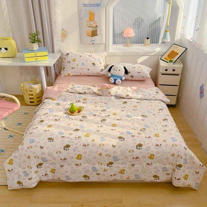 Rabbit Bear Dinosaur Strawberry Print Washed Cotton Summer Air Quilt Conditioner