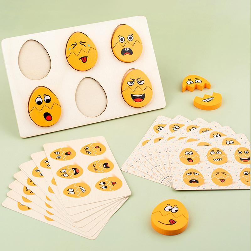 Facial Expressions Eggs Children Wooden Toys Easter Eggs Montessori Toy Emotion Puzzles Early Education for Montessori Game