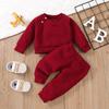 Newborn Baby Girl Boy Clothes Set Solid Color Long Sleeves Top+Pants 2PCS Outfits Leisure Sport Autumn&Winter Costume