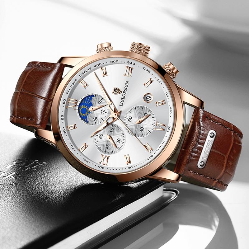 Casual Business Leather Watch For Men Fashion Military Sports Chronograph Clock Male Waterproof Luminous Quartz Wristwatch