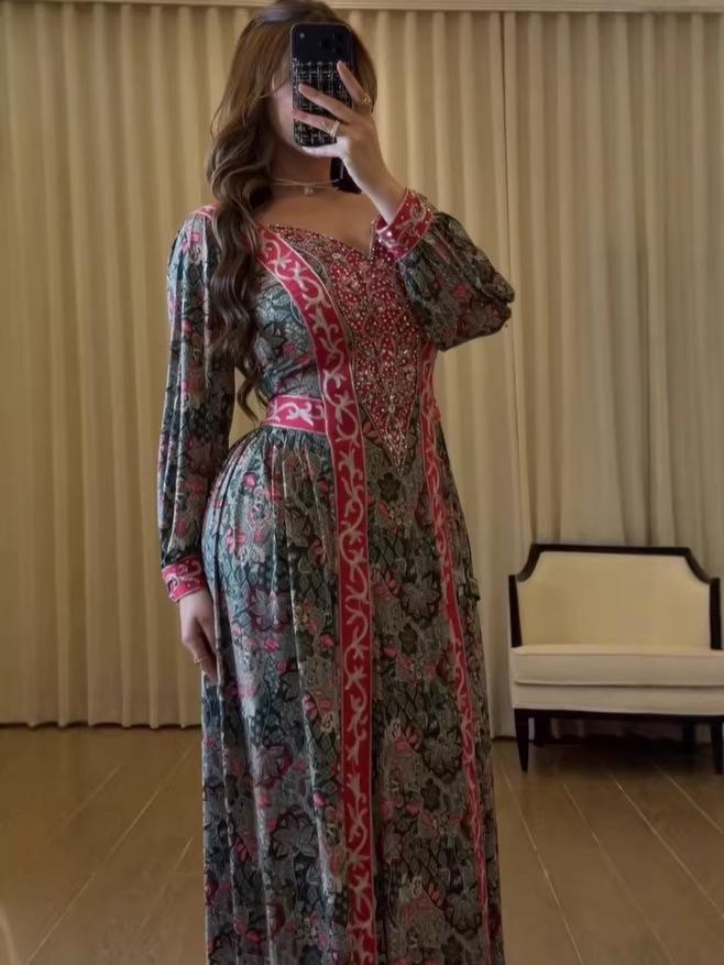 Spring 2026 European & American Printed Fashion Loose Women's Long-Sleeve Dress