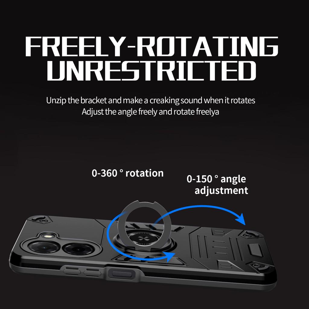 For Xiaomi Redmi A5 4G (171.7mm)/Poco C71 4G Case with Ring Holder Kickstand PC + TPU Anti-Fall Phone Cover