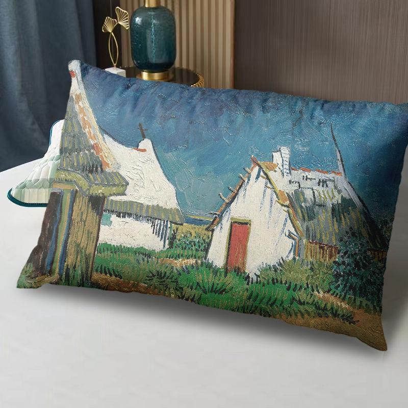 Van Gogh Oil Painting Pillow, Comfortable for Student Dormitory and Home, Single-Sided Customizable Pillow Core and Case