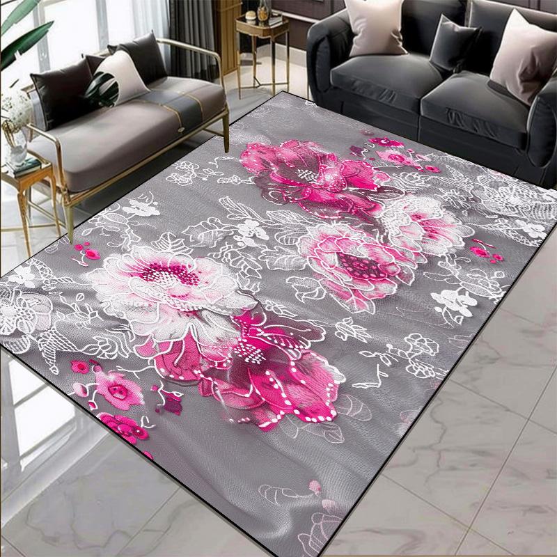 European Style Flower Pattern Carpets for Living Room Gorgeous Large Room Rugs Thickening Big Size Floor Mats for Lounge Balcony