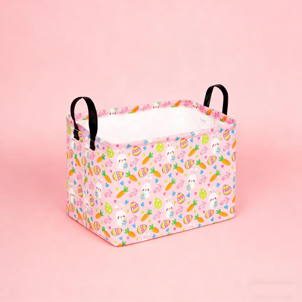 

Мультяшная прямоугольная складная пасхальная корзина с ручкой, органайзер для хранения, контейнер, коробка, декор для пасхальной комнаты, корзина для белья