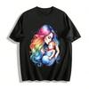 Rainy Hair Mom Holding Baby Warm Love Printed Casual Top Pure Cotton T-shirt