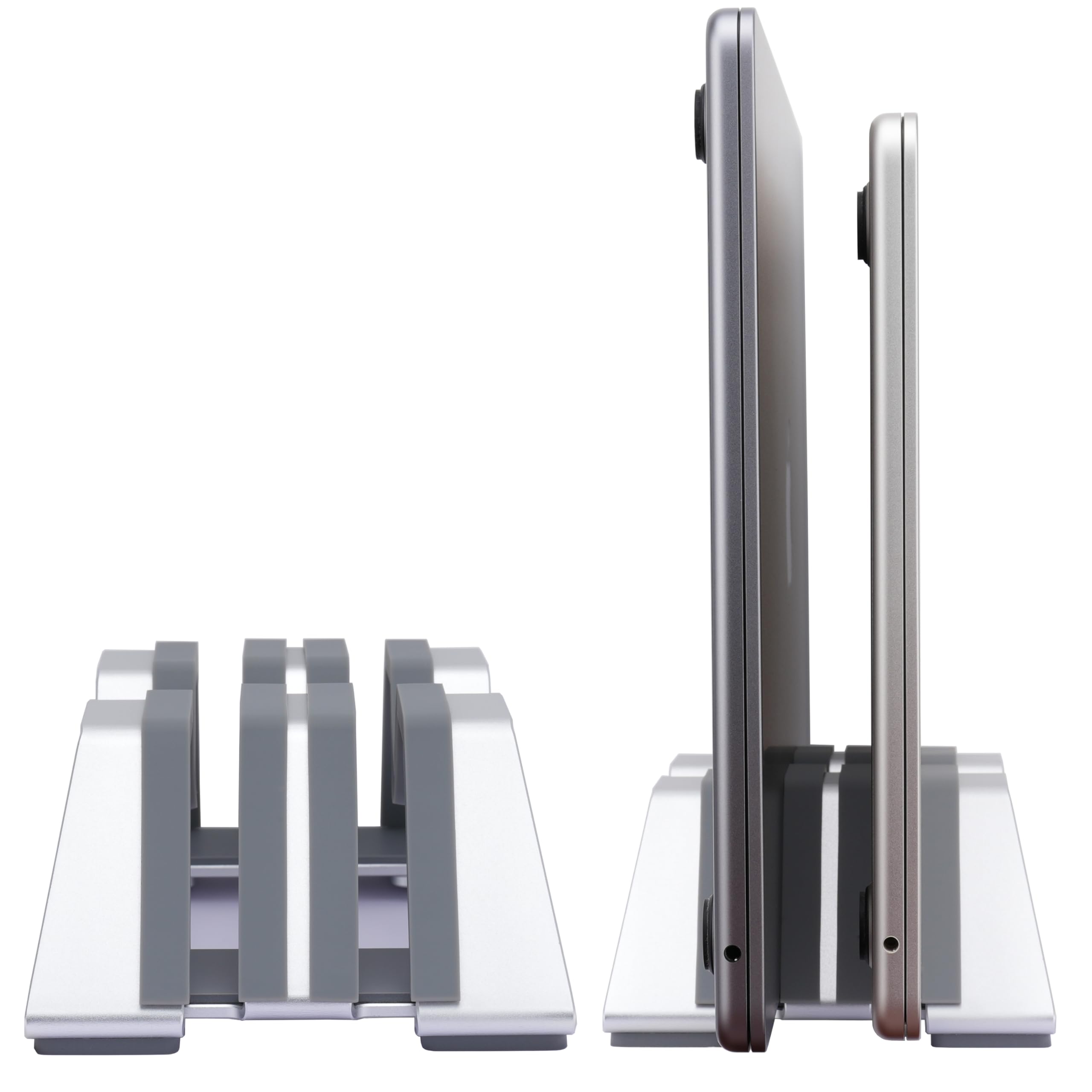 

Psitek Adjustable Dual Vertical Laptop Stand Supports Two Fits All Adjustable and Patented Design - Devices, Aluminum, Laptops, Width, Non-Slip