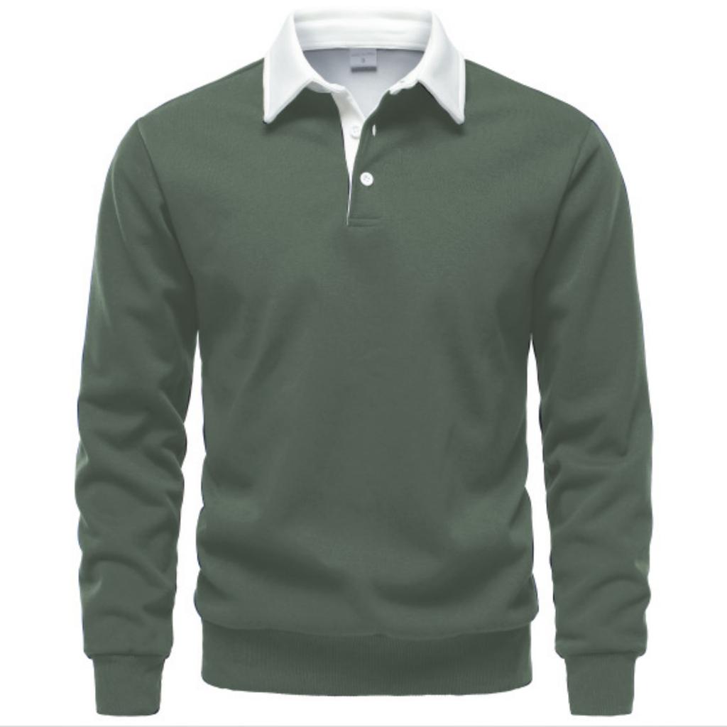 Męska koszula casualowa z klapą w jednolitym kolorze, wszechstronna, z długim rękawem, męska bluza z kapturem z grubej bawełny