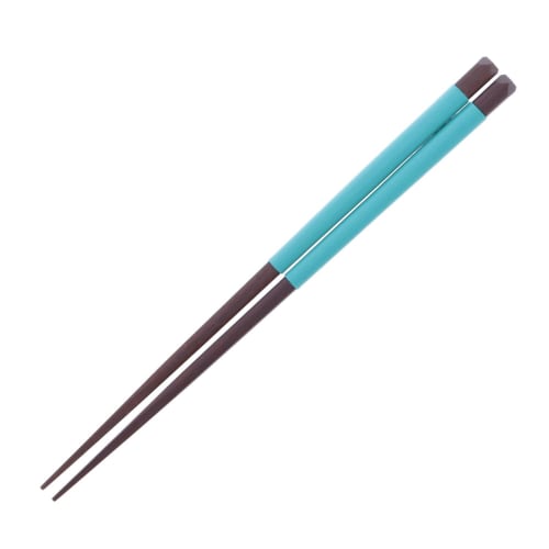 Silicone lacquered wooden chopsticks (natural wood), blue, 21cm