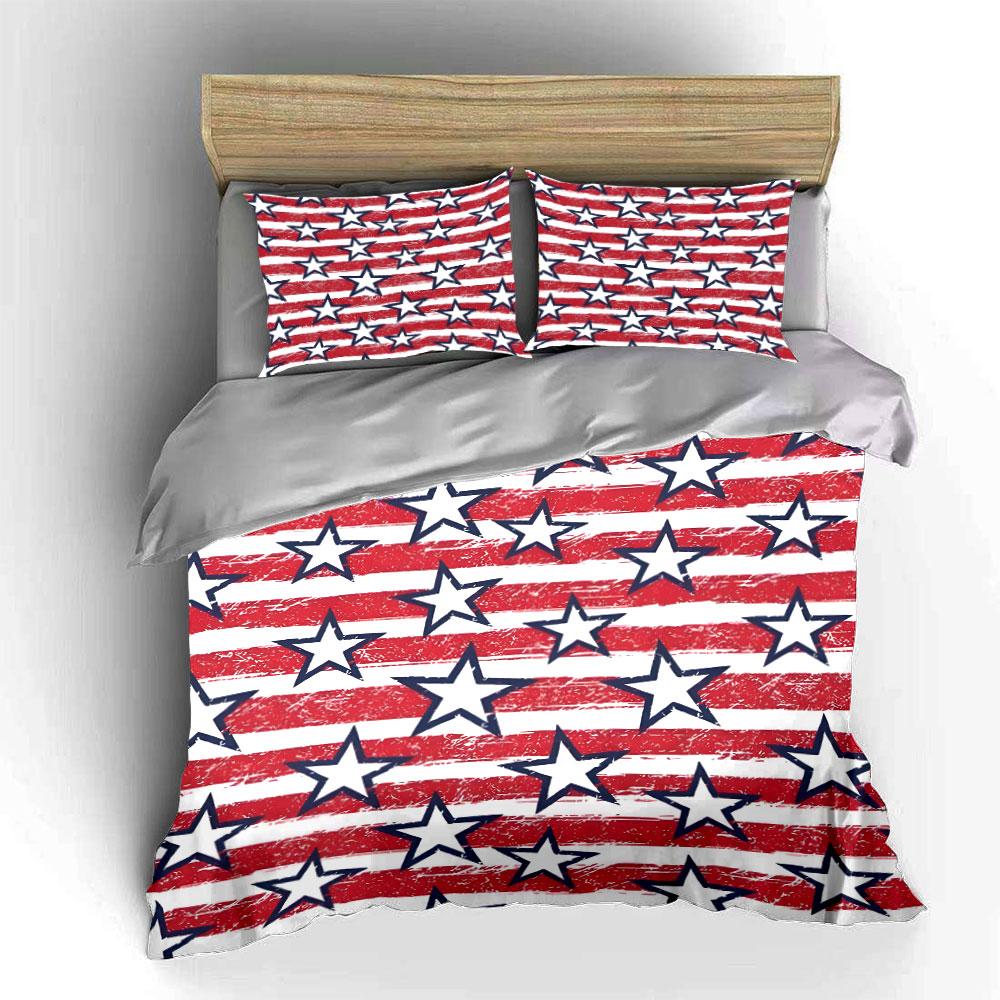 Patriotic Stars Stripes Three-Piece Set  Kid'S And Adults' Bedroom Decor, Exquisite Three-Piece Bedding Set Gift