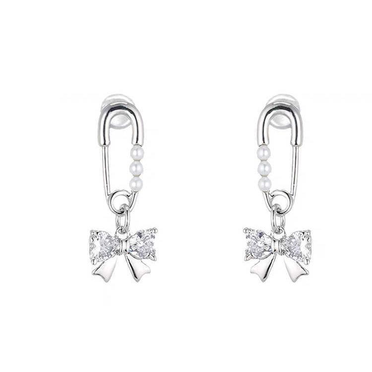 

ANENJERY Серьги-бантики с имитацией жемчуга для женщин, нишевые, легкие, роскошные, ретро, высококачественные серьги, ювелирные изделия, подарок бежевый