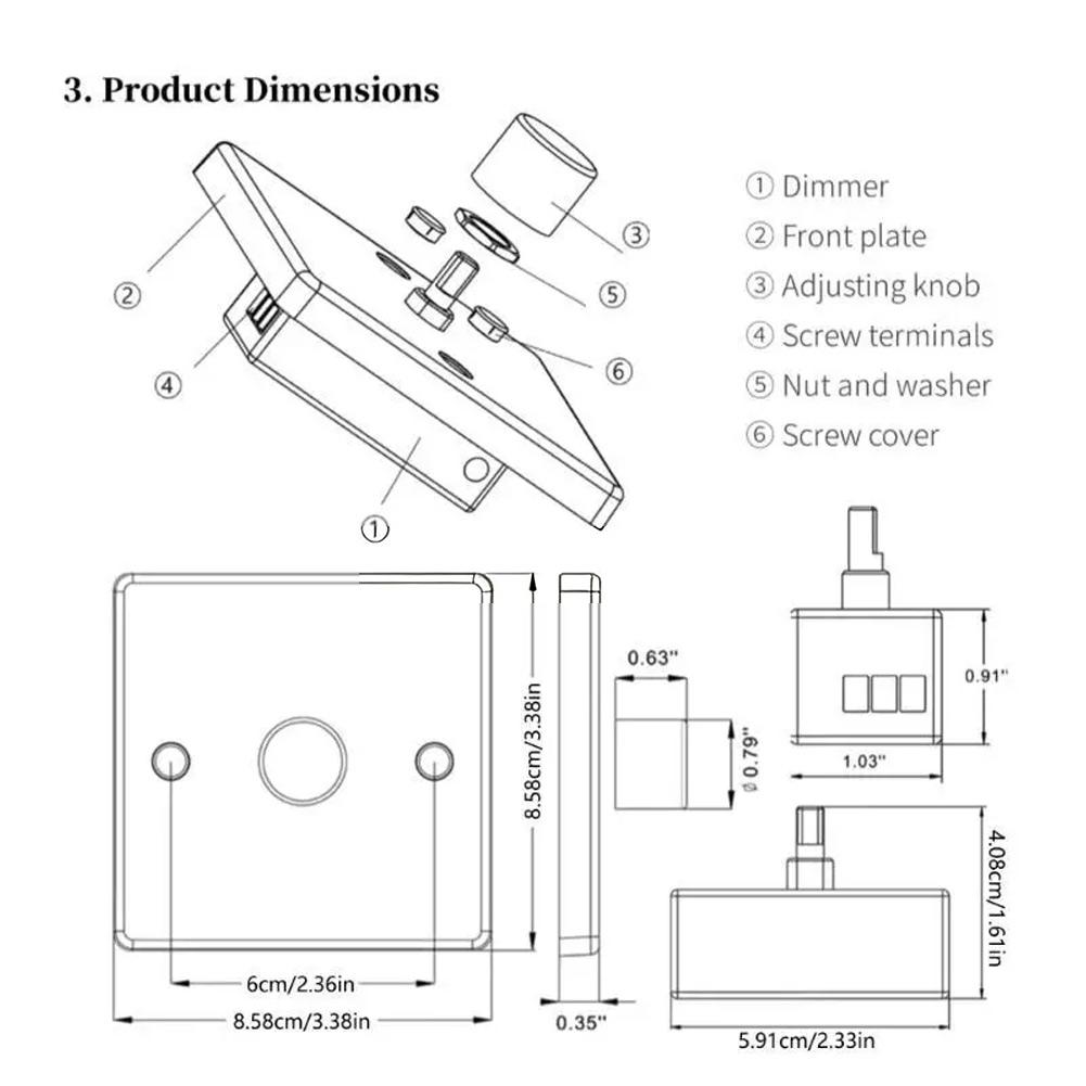 12V 120W Adjustable Dimmer Switch for RV LED Strip Lights with For PWM Technology and 5A Output Current Capacity