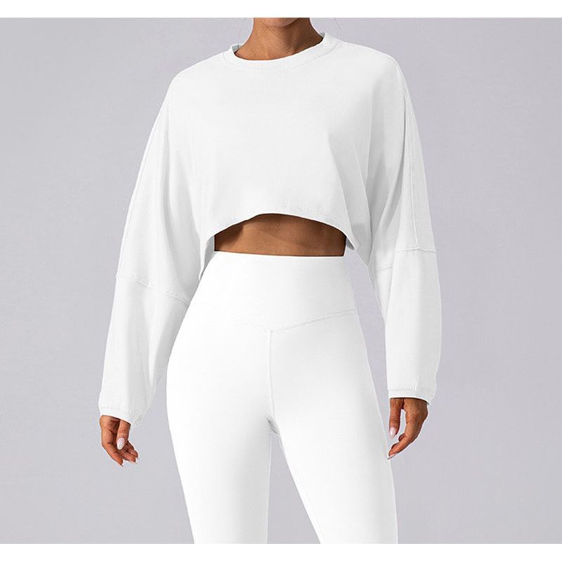 European and American Style Short Gray Fitness Long-Sleeve Cover-Up Shawl Sports Sweatshirt Vest Dance Loose Yoga Top Jacket