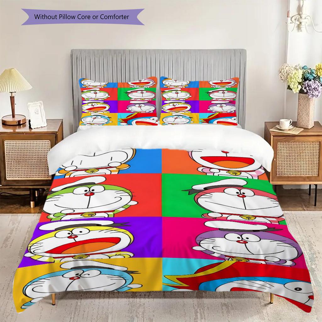 Doraemon Adventure Begins Threepiece Set 1 Duvet Cover 2 Pillowcase Without Core Bedding Set Soft And Comfortable Duvet Cover And Pillowcase