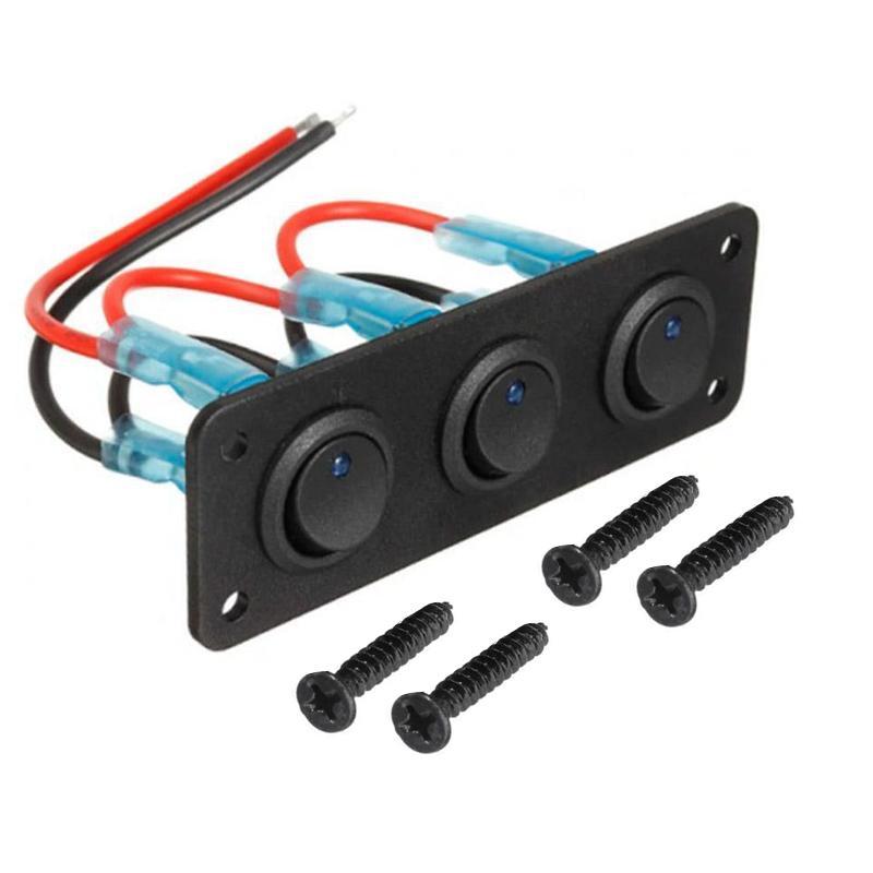 3Gang Blue LED 12V Toggle Rocker Switch Panel For Car Boat Marine RV Truck
