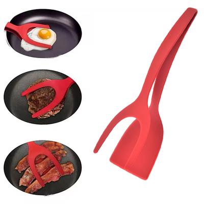 Non Stick 2 In 1 Pancake Spatula French Fries Turners Egg Clamp Frying Steak Pancake Tongs Toast Omelet Clip Kitchen Accessories