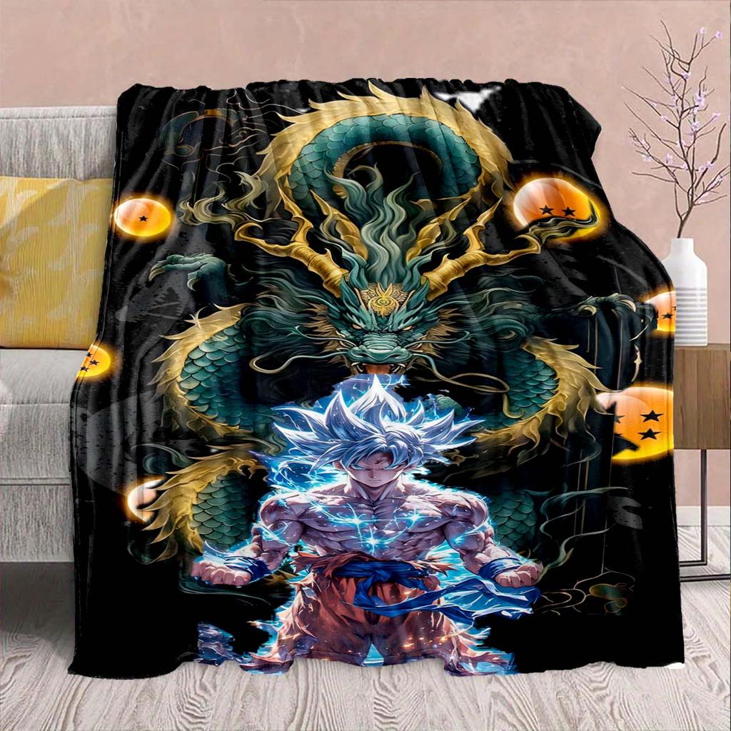 Dragon Ball Anime Flannel Blanket - Soft Warm Perfect for Sofa, Bedding Camping Travel Office Home Decor -QJY