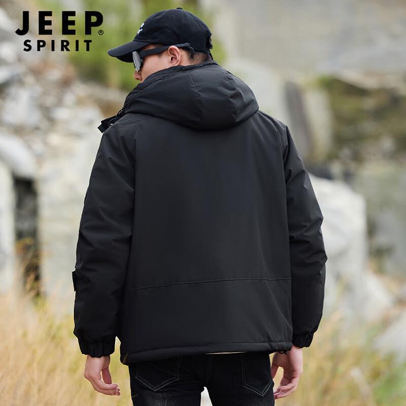 JEEP SPIRIT Herren Kapuzen Winddicht Gepolsterte Winterjacke