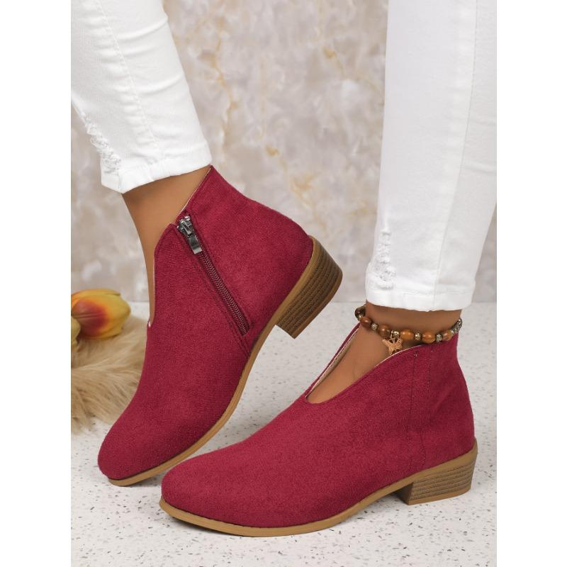 Sun Leopard Print Square Root Boots Side Zipper Round Head