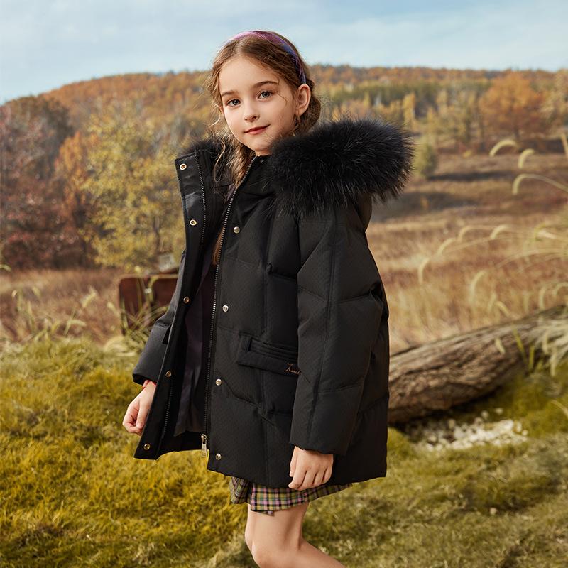 

Зимняя детская куртка-пуховик для девочек, толстый теплый пуховик для девочек-подростков, верхняя одежда, пальто, детская парка 150 чёрный