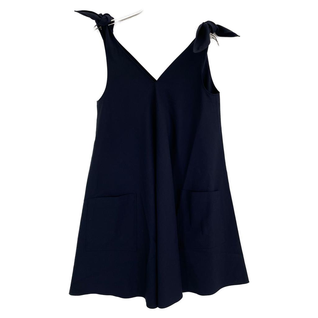 ADEAM 36993 Navy Rayon Blend Shoulder Ribbon Double Pocket Dress Dress 0 NavyUsed