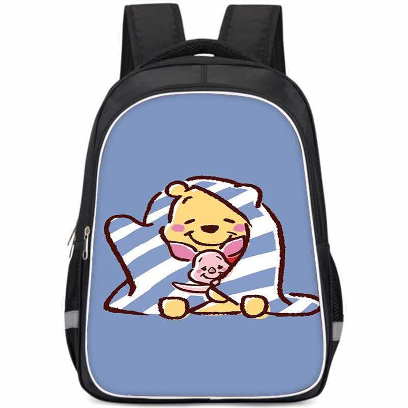 Winnie The Pooh Large Capacity Lightweight 3d School Backpack For Kids And Students Unisex Oxford Fabric