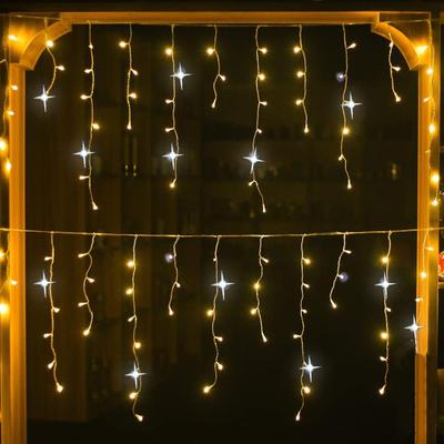 4-32m Weihnachtsgirlande LED Eiszapfen Vorhanglichter Außen Blinkende Lichterkette Klare Kabel Neujahrsdekorationen