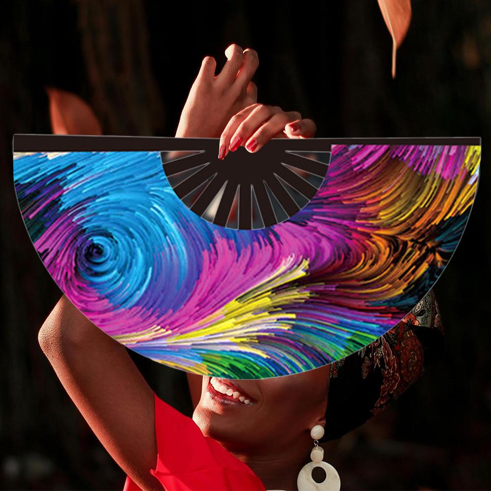 Ten Inch Fluorescent fan Foldable UV Glow Tai Chi Fan Stage Performance Dance Craft Gifts Kung Fu Folding Fan