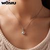 WOSTU 925 Silver Vintage Gothic Black Rose Flower Heart Beads, Retro Pearl Pendant Rainbow Charms Fit DIY Jewelry Make