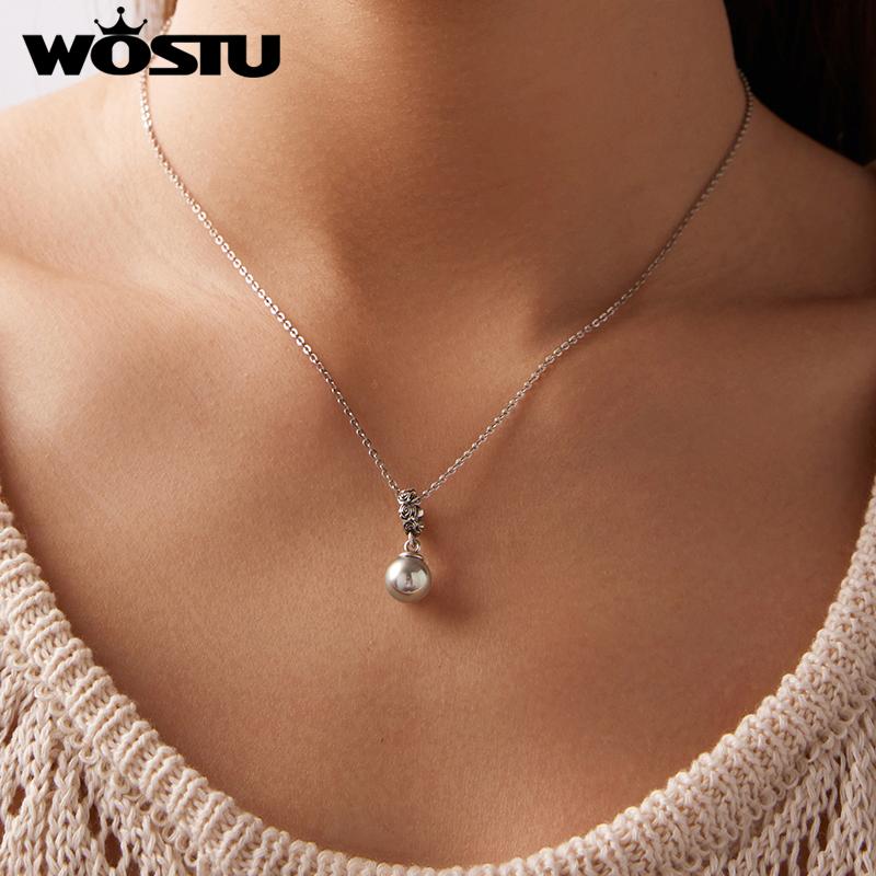 WOSTU 925 Silver Vintage Gothic Black Rose Flower Heart Beads, Retro Pearl Pendant Rainbow Charms Fit DIY Jewelry Make