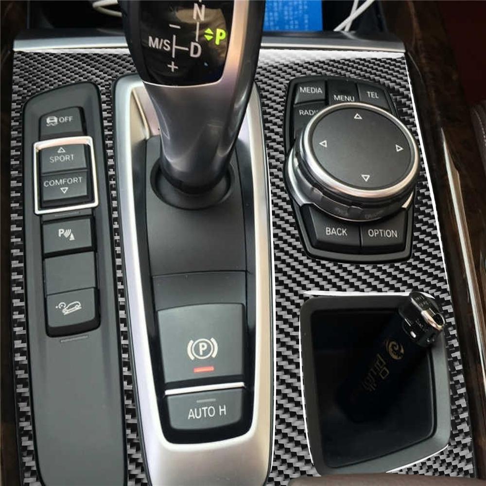 Car Front Gear Shift Panel Cover Trim Carbon Fiber For BMW X5 F15 LHD 2014-2018