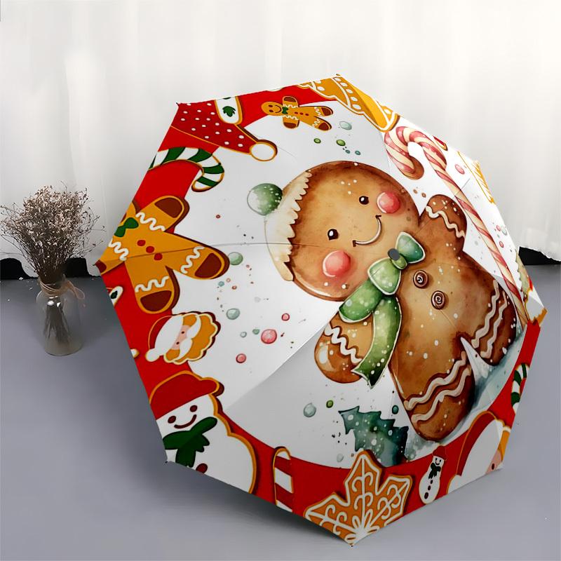 1pc Winter Wonderland Snowman UmbrellaAuto-Open Close, Portable 3-Fold Design, 8-Bone Iron Frame, Outdoor, Festive Gift for Fans, Travelers, Daily Use