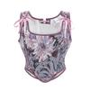 Französisches Jacquard Sexy Träger Bustier Korsett Top mit schmaler Taille und Stäbchen für Damen