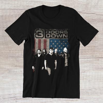 3 DOORS DOWN Amerikanische Flagge 90er Alternative Rock Band Ringspun Baumwolle T-Shirt Unisex T-Shirt