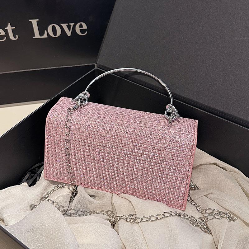 New Clutch Bag Oblique Span Dinner Bag Rhinestone Bag Silver Bag Celebrity Evening Bag Full of Diamonds