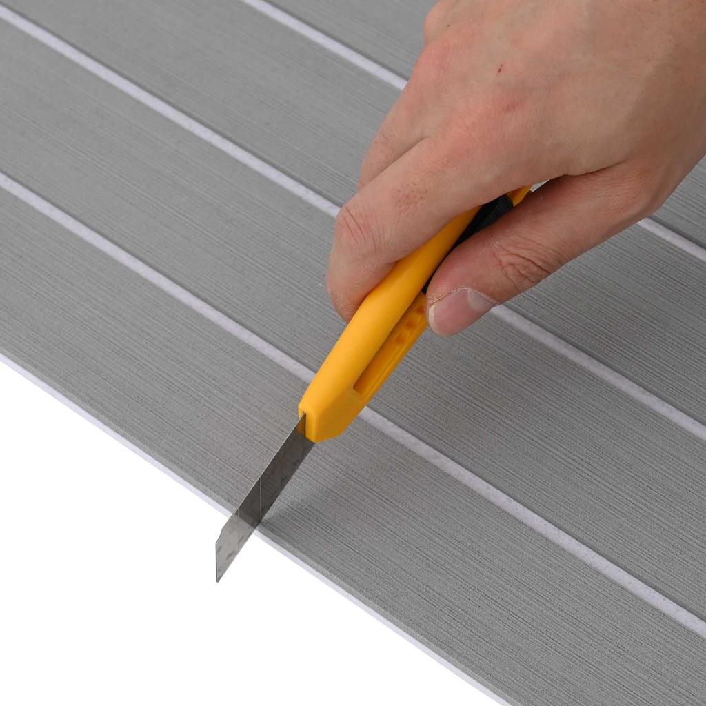 Striped Boat Mat in Light Grey and White 240 x 90 cm EVA
