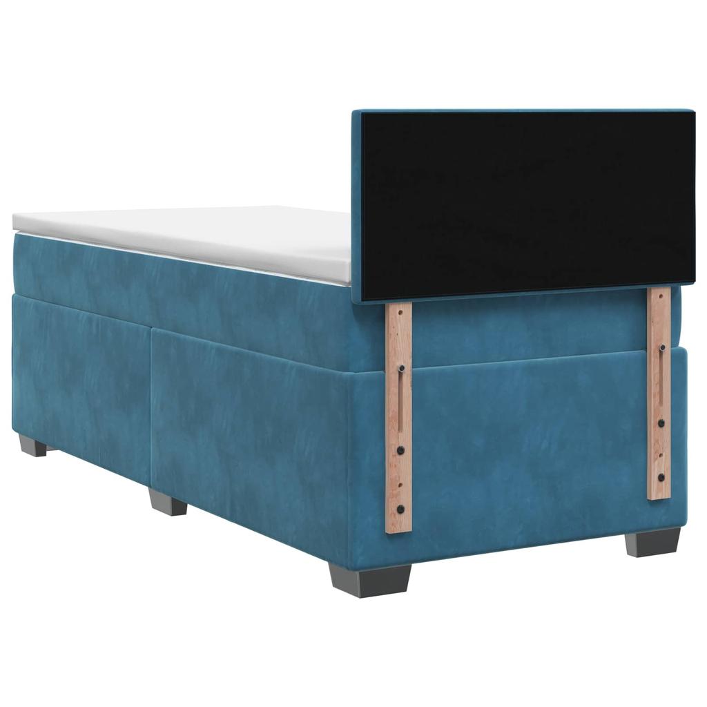 Box Spring Bed with Mattress Dark Blue 80 X 200 Cm Velvet
