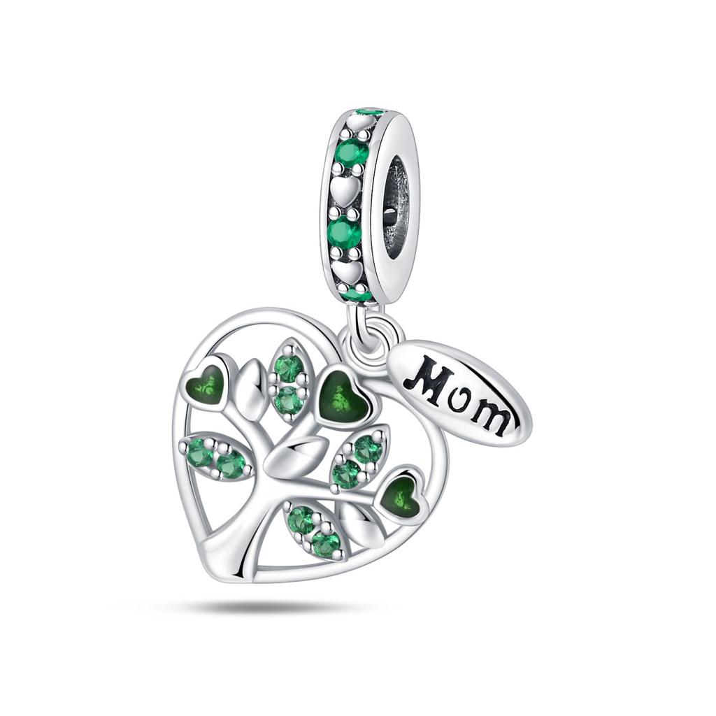 925 Sterling Silver Green Series Flower Tree Apple Pendant DIY Fine Beads Fit Original Charms Bracelet Women Jewelry Diy 1