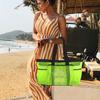 Oversized Beach Tote Tote With Pockets Mesh Large Beach Tote Bag 8 Pockets Nylon Beach Towel Bag External Zipper Beach Tote