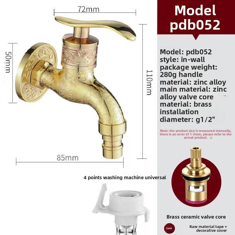 Elegant Golden Dragon Wall-Mounted Faucet with Single Cold Water Valve - Rustic Vintage Style, Stainless Steel and Zinc Alloy