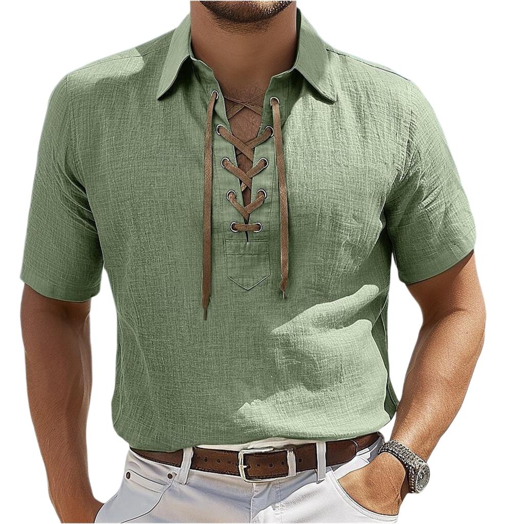 Summer Men With Lapel Short-sleeved T-shirt Men