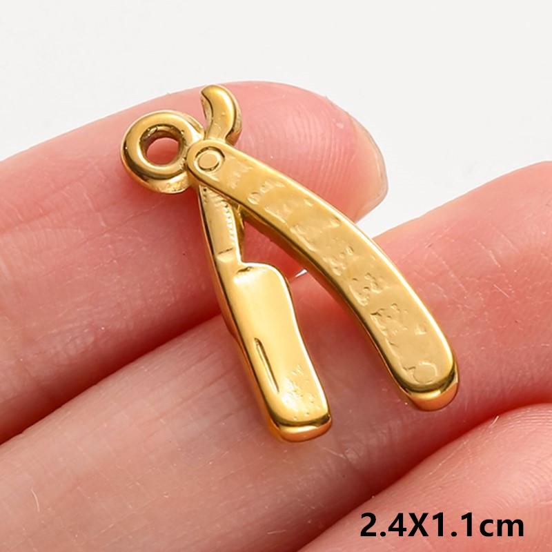 6pcs Tools Pendant Sword Gun Axe Real Gold Plated Stainless Steel Charms For Jewelry Making Necklace Keychain Handmade Material